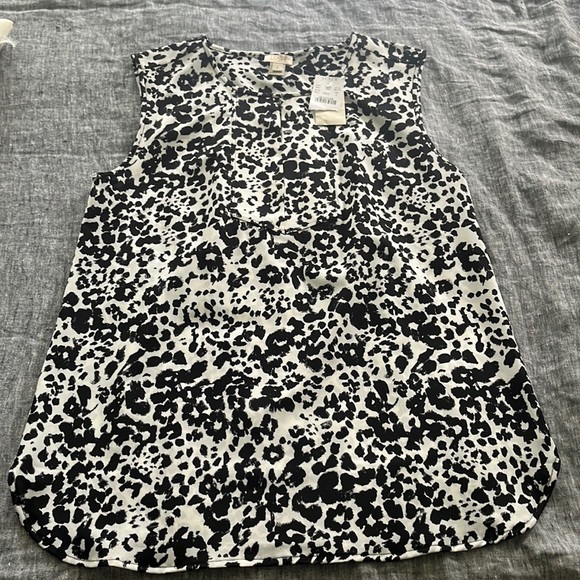 Jcrew white and black sleeveless blouse - Picture 1 of 4